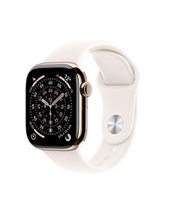 Apple Watch Series 11 GPS + Cellular Koperta 46mm z Tytanu w kolorze Złotym z Paskiem Sportowym w kolorze łagodnego różu - S/M