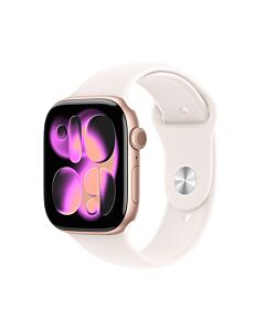 Apple Watch Series 11 GPS Koperta 42mm z Aluminium w kolorze Różowego złota z Paskiem sportowym w kolorze Łagodnego różu - S/M - Outlet