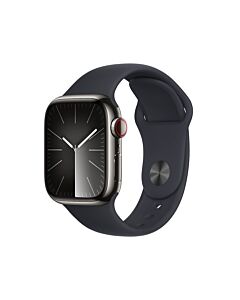 Apple Watch Series 9 GPS + Cellular Koperta 41mm ze Stali nierdzewnej w kolorze Mocnego grafitu z Paskiem sportowym w kolorze Północy - rozmiar M/L