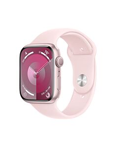 Apple Watch Series 9 GPS Koperta 45mm z Aluminium w kolorze Różowym z Paskiem sportowym w kolorze Jasnoróżówym - rozmiar M/L - Outlet