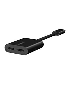 Belkin Dual USB-C Adapter do wyjścia audio i ładowania do iPhona - Czarny