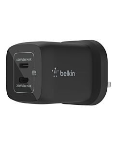 Belkin Ładowarka sieciowa z podwójnym wejściem USB-C GAN z PPS 65W - Biała