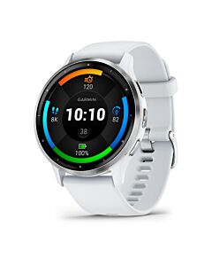 Garmin Venu 3 Smartwatch GPS + Cellular z kopertą 45mm Bezel w kolorze srebrnym ze stali nierdzewnej z kopertą w kolorze Whitestone i silikonowym paskiem