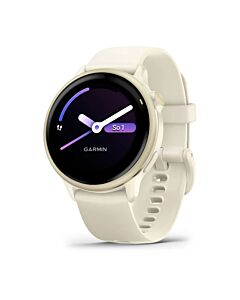 Garmin Vivoactive 6 Smartwatch GPS + Cellular z kopertą 42mm w kolorze księżycowego złota z paskiem w kolorze kości