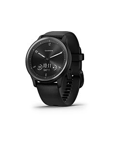 Garmin Vivomove Sport Smartwatch z kopertą 40 mm w kolorze czarnym i silikonowym paskiem z niebieskoszarymi akcentami