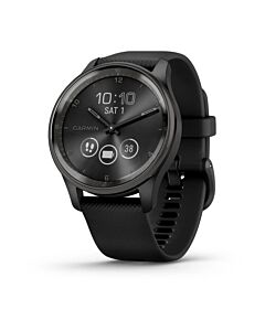 Garmin Vivomove Trend Smartwatch z kopertą 40mm bezel ze stali nierdzewnej w kolorze niebieskoszarym z kopertą i paskiem w kolorze czarnym