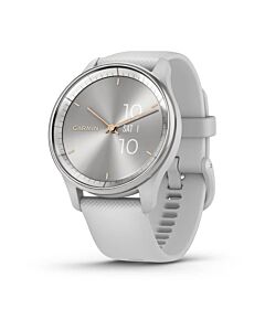 Garmin Vivomove Trend Smartwatch z kopertą 40mm bezel ze stali nierdzewnej w kolorze srebrnym z kopertą i silikonowym paskiem w kolorze mglistej szarości