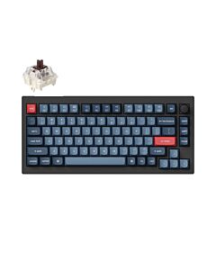 Keychron V1 MAX bezprzewodowa klawiatura mechaniczna Fully Assembled Knob Brown Switch - Czarna (Black)