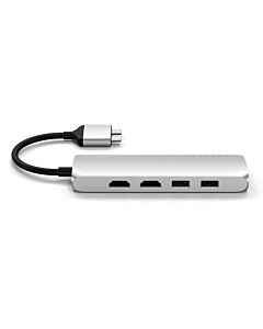 Satechi Dual USB-C Multimedia HUB - Ethernet / 2 xHDMI / 2xUSB 3.0 / USB-C(PD) / SD / microSD / Silver (srebrny)