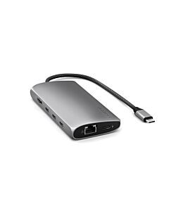 Satechi Multiport Adapter 8K USB-C (USB-C / HDMI / 3x USB 3.2 Gen 2 10Gbps / 1x USB 3.2 Gen 1 5Gbps / czytnik kart SD UHS-II / Ethernet port) - Gwiezdna szarość