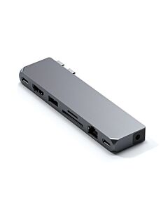 Satechi Pro Hub Max Aluminiowy Hub z podwójnym USB-C do MacBook / 2x USB-C / USB-A / 4K HDMI / czytnik kart micro/SD/ Ethernet / jack port - Gwiezdna szarość (space gray)