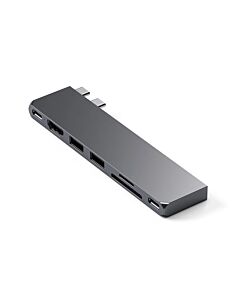 Satechi Pro Hub Slim Aluminiowy hub z podwójnym USB-C do MacBook USB 4 / HDMI / 2x USB-A / SD/microSD / USB-C - Gwiezdna szarość
