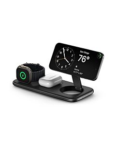Satechi Qi2 Trio Wireless Charging Pad Magnetyczna ładowarka bezprzewodowa do trzech urządzeń AppleWatch 5W / AirPods 5W / Qi2 15W / w zestawie kabel 1m / ładowarka sieciowa 45W / wymienne wtyczki UK i EU - Gwiezdna szarość
