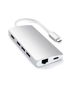 Satechi USB-C Multiport Ethernet V2 HUB - 3xUSB 3.0 / Ethernet / HDMI / USB-C (PD) / SD / microSD / Silver (srebrny)