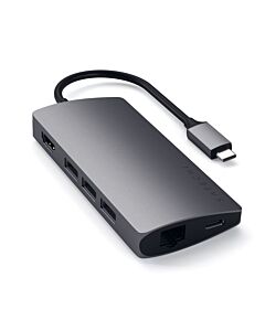 Satechi USB-C Multiport Ethernet V2 HUB - 3xUSB 3.0 / Ethernet / HDMI / USB-C (PD) / SD / microSD / Space Gray (gwiezdna szarość)