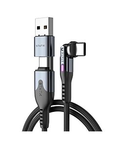 Statik PowerPivot Pro Kabel USB-C na USB-C w nylonowym oplocie 1m adapter do USB-A w zestawie - Czarny