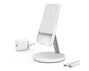 Anker Ładowarka indukcyjna z powerbankiem PowerWave Mag-Go 2in1 Stand Biała - Outlet
