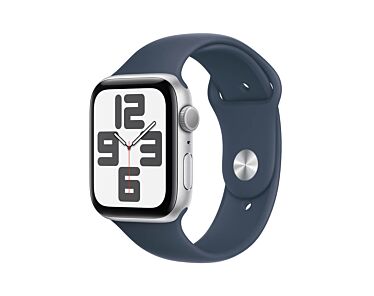 Apple Watch SE 2-gen. GPS Koperta 44mm z Aluminium w kolorze Srebrnym z Paskiem sportowym w kolorze Sztormowego błękitu - rozmiar S/M