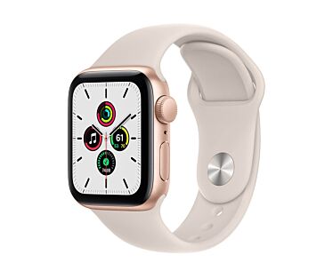 Apple Watch SE 40mm GPS Koperta z aluminium w kolorze złotym z paskiem sportowym w kolorze księżycowej poświaty (Starlight) - ASIS - Outlet