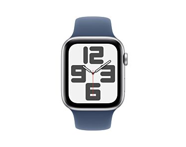Apple Watch SE GPS + Cellular Koperta 44mm z Aluminium w kolorze Srebrnym z Paskiem sportowym w kolorze Denim - S/M - Outlet