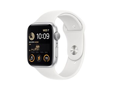 Apple Watch SE GPS Koperta 44mm z Aluminium w kolorze Srebrnym z Paskiem sportowym w kolorze Białym