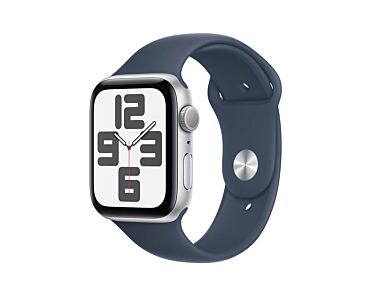 Apple Watch SE GPS Koperta 44mm z Aluminium w kolorze Srebrnym z Paskiem sportowym w kolorze Sztormowego błękitu - rozmiar M/L