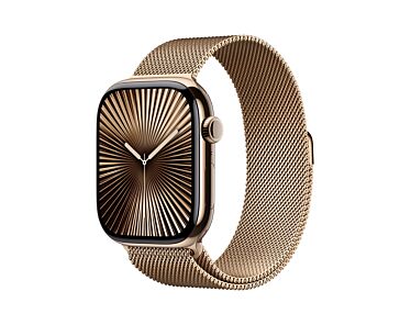 Apple Watch Series 10 GPS + Cellular Koperta 46mm z Tytanu w kolorze Złotym z Bransoletą mediolańską w kolorze Złotym - M/L - Outlet