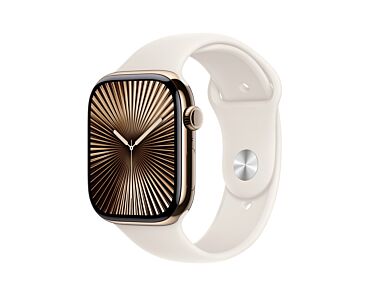 Apple Watch Series 10 GPS + Cellular Koperta 46mm z Tytanu w kolorze Złotym z Paskiem sportowym w kolorze Księżycowej poświaty - S/M