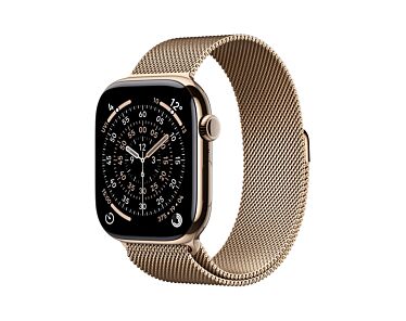 Apple Watch Series 11 GPS + Cellular Koperta 42mm z Tytanu w kolorze Złotym z Bransoletą Mediolańską w kolorze złotym - S/M – Outlet