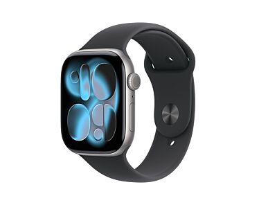 Apple Watch Series 11 GPS Koperta 42mm z Aluminium w kolorze Gwiezdnej szarości z Paskiem sportowym w kolorze Czarnym - M/L