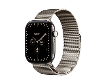Apple Watch Series 12 GPS + Cellular Koperta 46mm z Tytanu w kolorze Naturalnym z Bransoletą mediolańską w kolorze Naturalnym - S/M