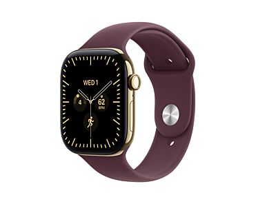 Apple Watch Series 12 GPS + Cellular Koperta 46mm z Tytanu w kolorze Żywego złota z Paskiem sportowym w kolorze Burgunda - S/M