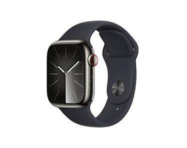 Apple Watch Series 9 GPS + Cellular Koperta 41mm ze Stali nierdzewnej w kolorze Mocnego grafitu z Paskiem sportowym w kolorze Północy - rozmiar M/L