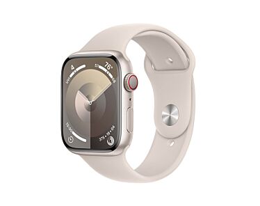 Apple Watch Series 9 GPS + Cellular Koperta 45mm z Aluminium w kolorze Księżycowej poświaty z Paskiem sportowym w kolorze Księżycowej poświaty - rozmiar M/L