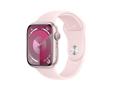 Apple Watch Series 9 GPS Koperta 45mm z Aluminium w kolorze Różowym z Paskiem sportowym w kolorze Jasnoróżówym - rozmiar M/L - Outlet