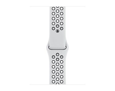 Apple Pasek sportowy Nike  w kolorze czystej platyny/czarnym do koperty 44mm / 45mm / 46mm / 49mm - rozmiar S/M/L