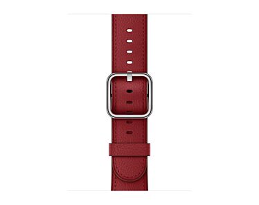 Apple Skórzany pasek z klamrą klasyczną w kolorze rubinowym do koperty 42mm / 44mm / 45mm / 46mm / 49mm - rozmiar M/L