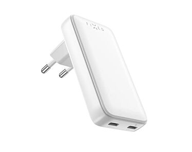 Fixed Slim Ładowarka sieciowa podróżna 2x USB-C 45W - Biała