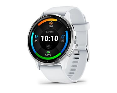 Garmin Venu 3 Smartwatch GPS + Cellular z kopertą 45mm Bezel w kolorze srebrnym ze stali nierdzewnej z kopertą w kolorze Whitestone i silikonowym paskiem
