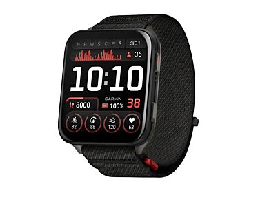 Garmin Venu X1 Smartwatch z kopertą 51mm w kolorze czarnym z tytanowym deklem w kolorze grafitu i nylonowym paskiem ComfortFit w kolorze czarnym
