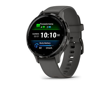 Garmin Venus 3S Smartwatch GPS + Cellular z kopertą 41mm bezel ze stali nierdzewnej w kolorze łupka z kopertą i paskiem w kolorze pebble grey