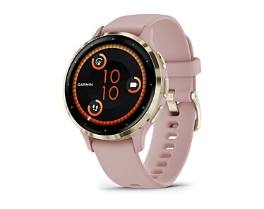Garmin Venu 3S Smartwatch GPS + Cellular z kopertą 41mm bezel ze stali nierdzewnej w kolorze Soft Gold z kopertą i paskiem w kolorze brudnego różu