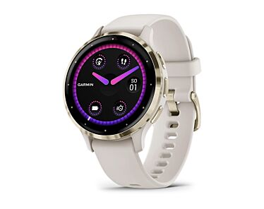 Garmin Venu 3S Smartwatch GPS + Cellular z kopertą 41mm bezel ze stali nierdzewnej w kolorze Soft Gold z kopertą i paskiem w kolorze kości słoniowej