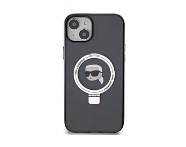 Karl Lagerfeld Ring Stand Karl Head Etui do iPhone 15 kompatybilne z MagSafe - Czarne