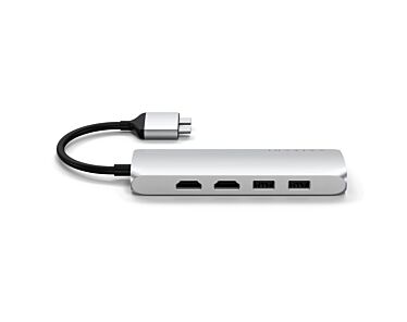 Satechi Dual USB-C Multimedia HUB - Ethernet / 2 xHDMI / 2xUSB 3.0 / USB-C(PD) / SD / microSD / Silver (srebrny)