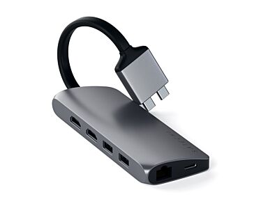 Satechi Dual USB-C Multimedia HUB - Ethernet / 2 xHDMI / 2xUSB 3.0 / USB-C(PD) / SD / microSD / Space Gray (gwiezdna szarość)