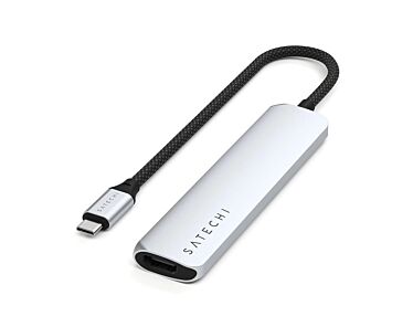 Satechi Slim Multiport Hub 6-in-1 USB-C / USB-C / 2x USB-A / 4K HDMI / czytnik kart micro/SD - Srebrny