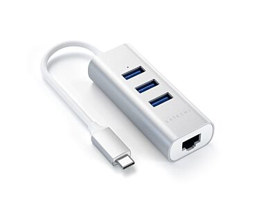 Satechi USB-C 2 w 1 HUB 3xUSB 3.0 / RJ45 Srebrny (Silver)