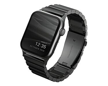 UNIQ Strova Pasek panelowy ze stali nierdzewnej do Apple Watch 42/44/45/49 mm - Czarny/ Midnight black