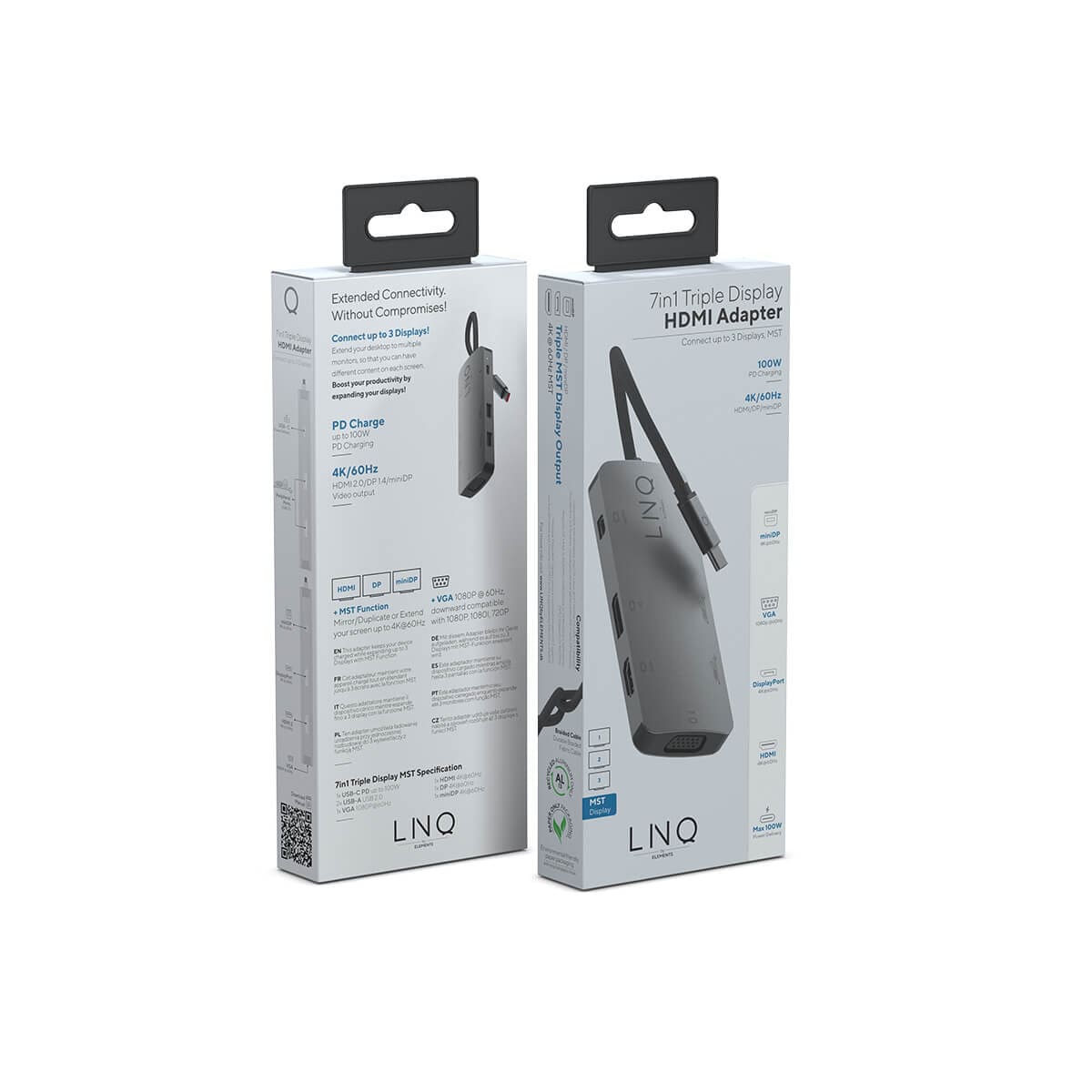 LINQ - Hub 7in1 USB-C HDMI Triple Display MST - Space Gray